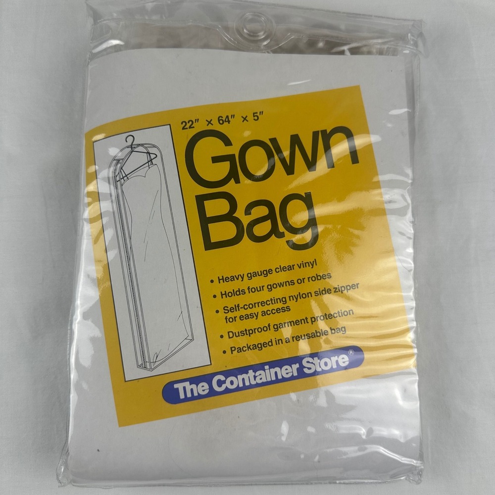 NIB The Container Store Gown Bag 22" x 64" x 5" Vinyl Hold 4 gowns‎ 0152